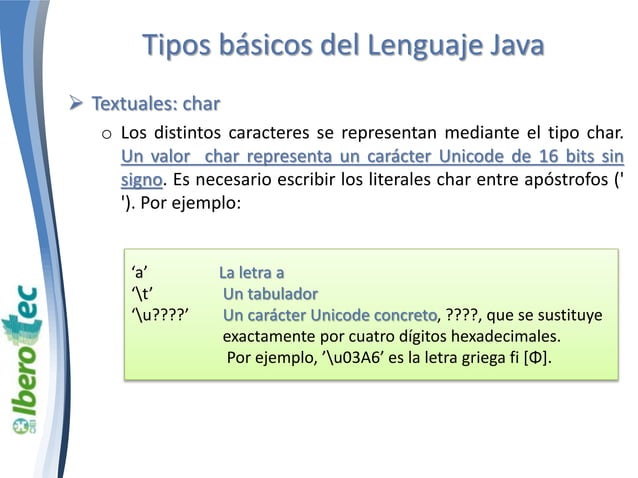 Identificadores palabras clave y tipos Java