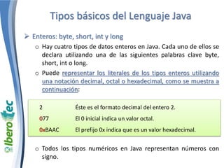 Identificadores palabras clave y tipos Java | PPT