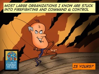 Most large organizations I know are stuck
into firefighting and command & control

Is Yours?

 