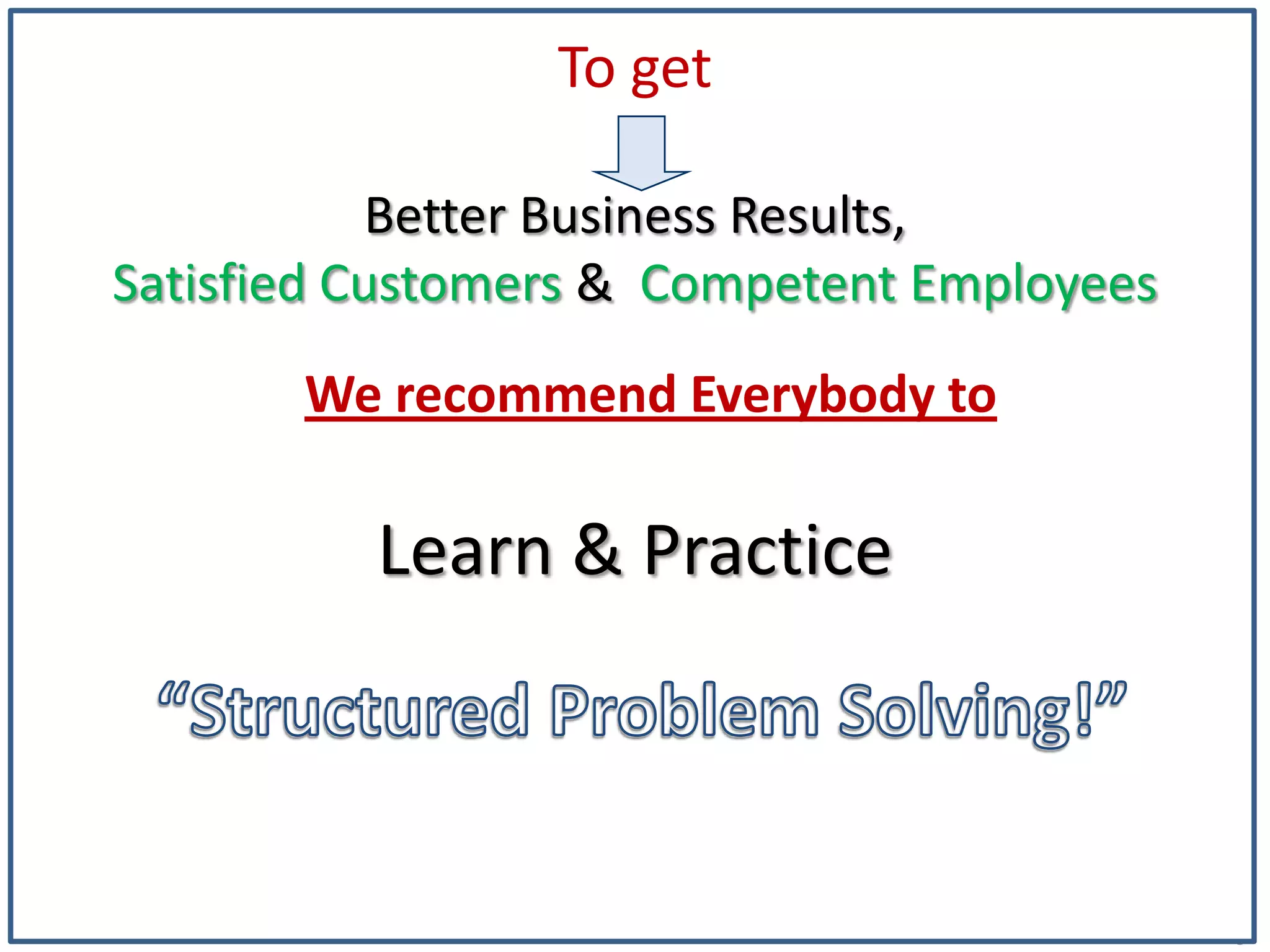 9
To get
Better Business Results,
Satisfied Customers & Competent Employees
Learn & Practice
We recommend Everybody to
 