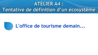 ATELIER A4 :
Tentative de définition d’un écosystème


     L'office de tourisme demain...
 