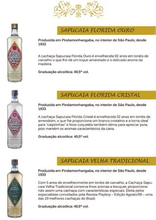 Carta de cachaça Sapucaia