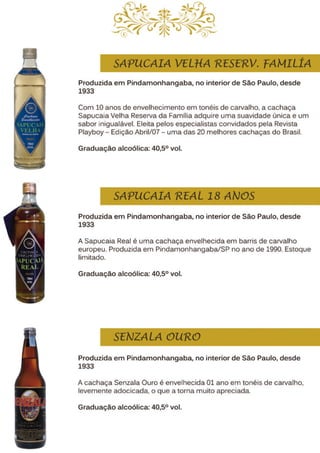 Carta de cachaça Sapucaia