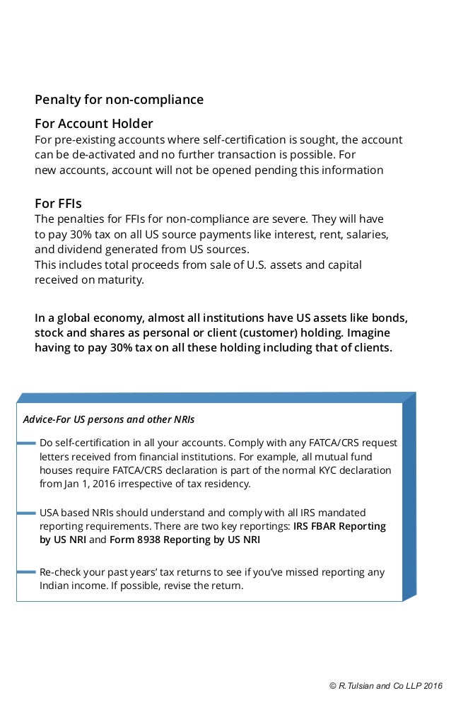 impact of fatca crs on nri fatca crs declaration form