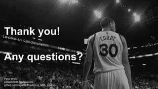 Thank you!
Any questions?
Peter Wen
petwen1027@gmail.com
github.com/rayal34/Predicting_NBA_Injuries
 