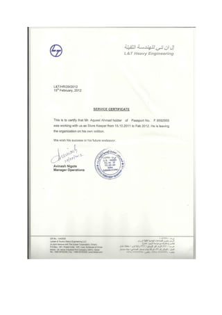 L&T Certificate and Reference