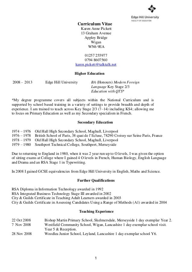cv exemplar