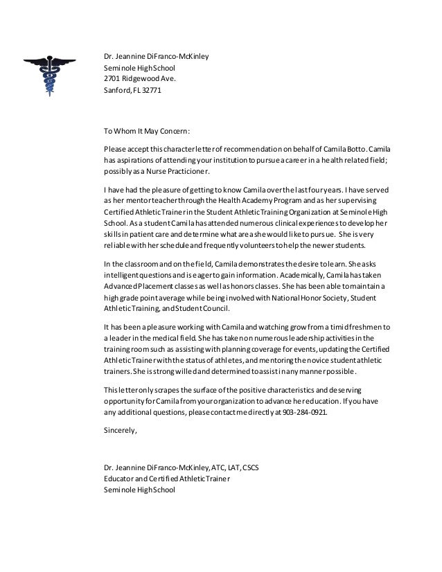 letter of recommendation for athletic training program letter of recommendation for athletic training program