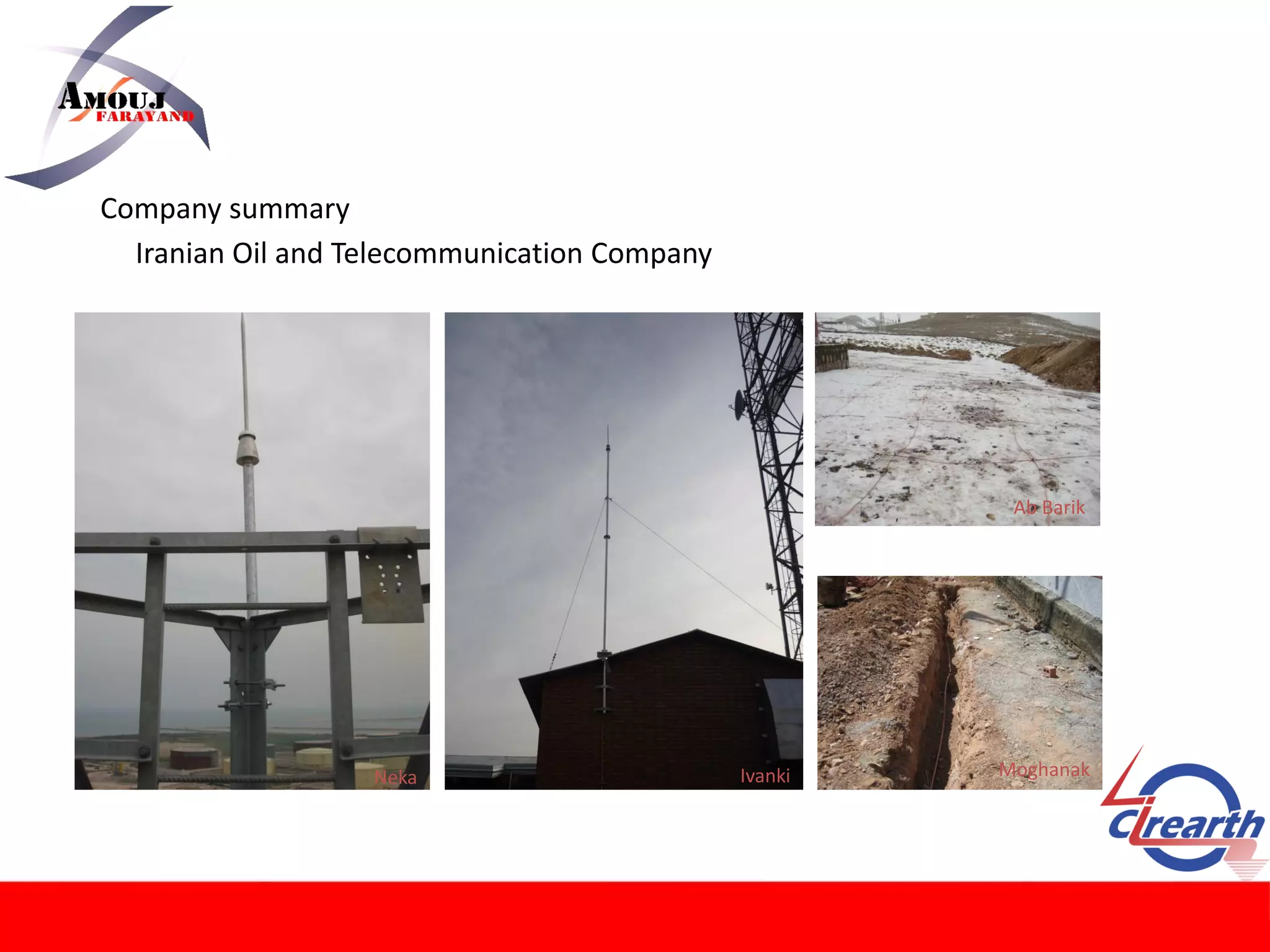 Company summary
Iranian Oil and Telecommunication Company
IvankiNeka
Ab Barik
Moghanak
 