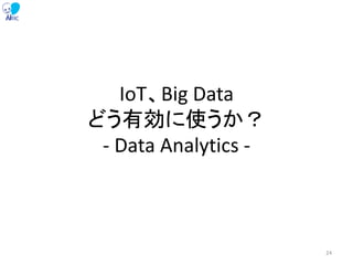 IoT、Big Data
どう有効に使うか？
- Data Analytics -
24
 