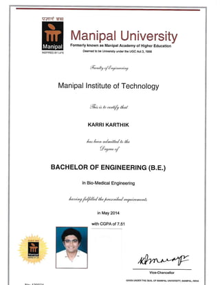 B.Tech. Degree Certificate