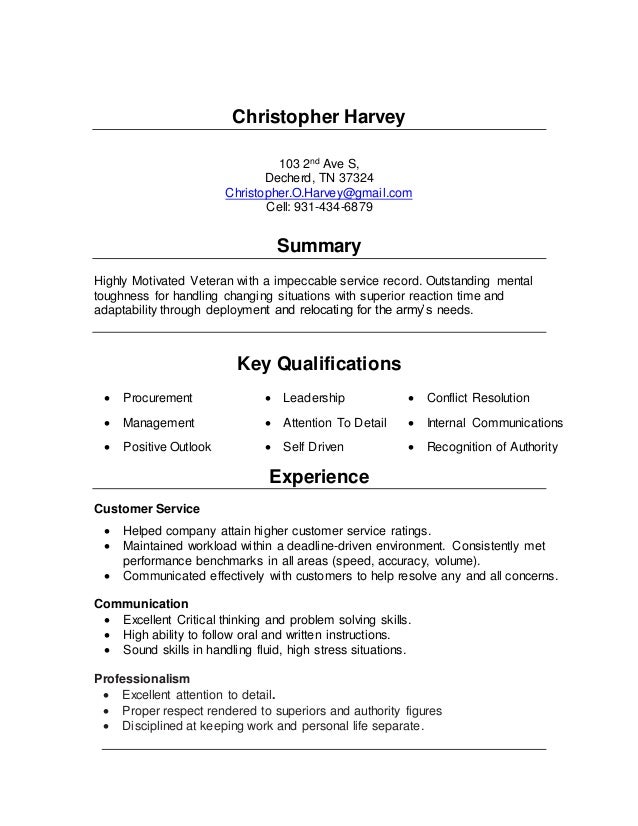 Christopher Harvey Job Resume Finish