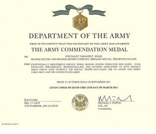 Army Commendation Medal Sep 2011