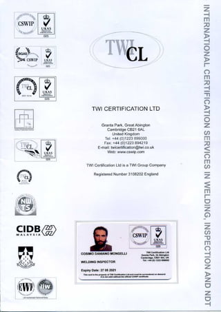 CSWIP3.1 Level II - Mongelli C.D.