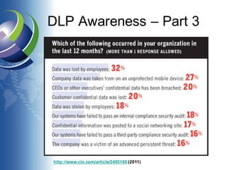 DLP Awareness – Part 3
http://www.cio.com/article/2403160 (2011)
 