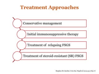 Treatment Approaches
Stephen M. Korbet J Am Soc Nephrol 2012;23:1769-77
Conservative management
Initial immunosuppressive therapy
Treatment of relapsing FSGS
Treatment of steroid-resistant (SR) FSGS
 