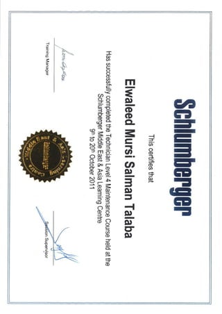 MY Certification from SLB | PDF