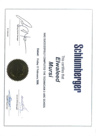 MY Certification from SLB | PDF