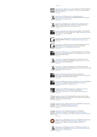 3 days ago
deshaakonsen: @TrippingSA Just missed you! We were there on
Thursday morning for #swellenblog. Did you see any whales?
@DeHoopCollectio
3 days ago
swellendam1: RT @squashed_tom: @swellendam1
@schooneoordt Oh wow, that is AMAZING NEWS! Thank you!
#Swellenblog #superexcited
3 days ago
swellendam1: RT @karookat: @swellendam1 @JacoKambati
What!! I have NEVER won a prize since I was 9 years old!!
THANK YOU @swellendam1 #swellenblog. I a…
3 days ago
karookat: @swellendam1 @JacoKambati What!! I have NEVER
won a prize since I was 9 years old!! THANK YOU @swellendam1
#swellenblog. I am so stoked!
3 days ago
squashed_tom: @swellendam1 @schooneoordt Oh wow, that is
AMAZING NEWS! Thank you! #Swellenblog #superexcited
3 days ago
squashed_tom: RT @swellendam1: And the winners are!! For
taking part in the #swellenblog tweet-up so brilliantly
@squashed_tom 2 nts at @schooneoordt Co…
3 days ago
karookat: RT @swellendam1: And the winners are!! For taking
part in the #swellenblog tweet-up so brilliantly @karookat 2 nts
at Kam'bati River Resort…
3 days ago
swellendam1: And the winners are!! For taking part in the
#swellenblog tweet-up so brilliantly @squashed_tom 2 nts at
@schooneoordt Congratulations
3 days ago
swellendam1: And the winners are!! For taking part in the
#swellenblog tweet-up so brilliantly @karookat 2 nts at Kam'bati
River Resort (@JacoKambati)
3 days ago
karookat: @VagabondScribe sorry for you! Eat your
@stanfordvillage peanut butter toast and be still! #swellenblog
has created a demanding prima Donna
3 days ago
karookat: RT @VagabondScribe: "@bestcapetownSA: Campaign
#Swellenblog 3million+ impressions! @GoToSouthAfrica
http://t.co/JHMsOfnj06" @savenuescom
3 days ago
LisaRobertsZA: RT @VagabondScribe: "@bestcapetownSA:
Campaign #Swellenblog 3million+ impressions!
@GoToSouthAfrica http://t.co/JHMsOfnj06" @savenuescom
3 days ago
VagabondScribe: As I contemplate my peanut butter toast, I
realise it's startling how fast one can get used to charcuterie &
fine wines hey #swellenblog ;)
3 days ago
VagabondScribe: "@bestcapetownSA: Campaign #Swellenblog
3million+ impressions! @GoToSouthAfrica
http://t.co/JHMsOfnj06" @savenuescom
3 days ago
VagabondScribe: RT @bestcapetownSA: Campaign
#Swellenblog 3million+ impressions! @GoToSouthAfrica
@FlowComms @swellendam1 @jamescapetown @spitorswallow
ht…
3 days ago
WildebraamLiq: RT @bestcapetownSA: Campaign #Swellenblog
3million+ impressions! @GoToSouthAfrica @FlowComms
@swellendam1 @jamescapetown @spitorswallow ht…
3 days ago
swellendam1: RT @capturingafrica: RT @RoxanneReidSA: 10
things to do in Swellendam ow.ly/xg7uF #afritravel #overberg
@swellendam1 #westerncap…
3 days ago
 