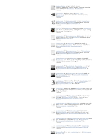 VagabondScribe: Lying in bed with tea and
thinking...Swellendam Tourism certainly know how to spoil a
bunch of bloggers! #swellenblog @swellendam1
3 days ago
loveoverberg: Name the day :) "@moving_sushi: .
@loveoverberg I think there should be an instawalk here
#swellenblog"
3 days ago
ebook_travel: RT @bestcapetownSA: Home of #PocketPower
@DurbanJulyElite @ZandvlietWine Elegant wines, stunning
studs #swellenblog @bandofhorses http://t…
3 days ago
ninni101: RT @swellendam1: Missing you already #swellenblog
gers. Thank you for everything, looking forward to you coming
back to do all the things y…
3 days ago
travelopulent: RT @bestcapetownSA: @di2you you will be in for
a treat! Must try Micro Light @umshanti1 for gorgeous aerial
view! #swellenblog http://t.co/…
3 days ago
travelopulent: RT @TravelGround: Magnificent Shiraz &
Chardonnay @ZandvlietWine. Thank you to our hosts Paul &
@WernerEls #swellenblog http://t.co/kxIos4l…
3 days ago
travelopulent: RT @bestcapetownSA: Home of #PocketPower
@DurbanJulyElite @ZandvlietWine Elegant wines, stunning
studs #swellenblog @bandofhorses http://t…
3 days ago
swelendamaxicab: RT @swellendam1: Missing you already
#swellenblog gers. Thank you for everything, looking forward to
you coming back to do all the things y…
3 days ago
ImpangeleBB: RT @swellendam1: #swellenblog is trending in
SA! @JacoKambati @beate19853178 @WildebraamLiq
@Oldgaolsweldam @ImpangeleBB @swelendamaxicab @…
3 days ago
ImpangeleBB: RT @deshaakonsen: @curious_luke solves his
@ishotimagesza mo-envy at @ImpangeleBB #swellenblog
http://t.co/9BPQWQcwYs
3 days ago
swellendam1: “@GorgeousBlog: Drive safe, #swellenblog team :
@ishotimagesza @curious_luke .” @bestcapetownSA
@deshaakonsen @pacuraru all in one car!
3 days ago
swellendam1: Missing you already #swellenblog gers. Thank you
for everything, looking forward to you coming back to do all the
things you missed!
3 days ago
swelendamaxicab: RT @TravelGround: The Four Cousins Fan
pairing at @vanloverenwines is so much more than wine
#nomnom #swellenblog http://t.co/xotqZ3tHv5
3 days ago
swelendamaxicab: RT @bestcapetownSA: 3mountain bike trails,
7.5km hiking &child friendly garden tour! Where can we start
@vanloverenwines #swellenblog http…
3 days ago
swelendamaxicab: RT @bestcapetownSA: Gorgeous new
@vanloverenwines tasting room, walk inside a HUGE WINE
BARREL! #wackywine @RobertsonWineV #swellenblog htt…
3 days ago
swelendamaxicab: RT @bestcapetownSA: @Simon87guide good
spot, good man :p Sunday fun #PugLife @ishotimagesza
@curious_luke @deshaakonsen #swellenblog http:…
3 days ago
swelendamaxicab: RT @VagabondScribe: The #swellenblog
motley crew ;) @vanloverenwines http://t.co/VJYV56VhTB
3 days ago
GorgeousBlog: Drive safe, #swellenblog team : @ishotimagesza
@curious_luke .
 