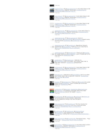 3 days ago
CapeTownFairy: RT @bestcapetownSA: It only takes 5days to fall
in @loveoverberg Magnetic landscapes #meetsouthafrica
#swellenblog @travelopulent http://t…
3 days ago
umar_farouk7: RT @bestcapetownSA: It only takes 5days to fall
in @loveoverberg Magnetic landscapes #meetsouthafrica
#swellenblog @travelopulent http://t…
3 days ago
travelopulent: RT @bestcapetownSA: It only takes 5days to fall
in @loveoverberg Magnetic landscapes #meetsouthafrica
#swellenblog @travelopulent http://t…
3 days ago
swelendamaxicab: RT @bestcapetownSA: It only takes 5days to
fall in @loveoverberg Magnetic landscapes #meetsouthafrica
#swellenblog @travelopulent http://t…
3 days ago
swelendamaxicab: RT @bestcapetownSA: Home of
#PocketPower @DurbanJulyElite @ZandvlietWine Elegant wines,
stunning studs #swellenblog @bandofhorses http://t…
3 days ago
swelendamaxicab: RT @TravelGround: Magnificent Shiraz &
Chardonnay @ZandvlietWine. Thank you to our hosts Paul &
@WernerEls #swellenblog http://t.co/kxIos4l…
3 days ago
swelendamaxicab: RT @deshaakonsen: Thank you @WernerEls
for a great tasting at @ZandvlietWine...even if Stubbs got to the
food before us! #swellenblog http:…
3 days ago
swellendam1: RT @deshaakonsen: I dedicate my
@ZandvlietWine visit to my sister: race horses, great rosé, &
dogs with character! #swellenblog @HarpersCaf…
3 days ago
schooneoordt: RT @bestcapetownSA: It only takes 5days to fall
in @loveoverberg Magnetic landscapes #meetsouthafrica
#swellenblog @travelopulent http://t…
3 days ago
deshaakonsen: I dedicate my @ZandvlietWine visit to my sister:
race horses, great rosé, & dogs with character! #swellenblog
@HarpersCafe @LiquifiBar
3 days ago
karookat: RT @deshaakonsen: Thank you @WernerEls for a great
tasting at @ZandvlietWine...even if Stubbs got to the food
before us! #swellenblog http:…
3 days ago
overberginfo: RT @karookat: #swellenblog @deshaakonsen
@swellendam1 true identity unplugged. Next time make
@VagabondScribe sing for her supper. http://t…
3 days ago
WurstExpress: RT @TravelGround: @overberginfo @nikkilincoln
we've discovered so many fantastic restaurants,
accommodations & things to do over the past 5…
3 days ago
bestcapetownSA: RT @TravelGround: The Four Cousins Fan
pairing at @vanloverenwines is so much more than wine
#nomnom #swellenblog http://t.co/xotqZ3tHv5
3 days ago
WurstExpress: RT @TravelGround: @RobertsonWineV
@KampalaFarm busy exploring your winelands with
#swellenblog. Looking fwd to #wackywine @vanloverenwines …
3 days ago
bestcapetownSA: RT @Simon87guide: The illusive Stubs... "Pug"
of the day... #swellenblog http://t.co/O1iHm9RkQm
3 days ago
loveoverberg: RT @bestcapetownSA: It only takes 5days to fall in
@loveoverberg Magnetic landscapes #meetsouthafrica
#swellenblog @travelopulent http://t…
3 days ago
 