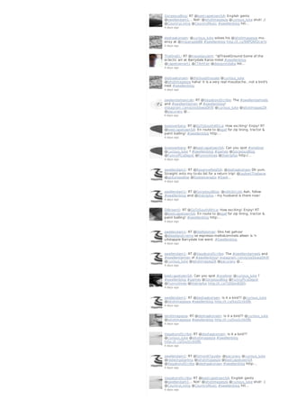 GorgeousBlog: RT @bestcapetownSA: English gents
@swellendam1... Not! @ishotimagesza @curious_luke shot! ;)
@CountryLiving @CountryMusic #swellenblog htt…
4 days ago
deshaakonsen: @curious_luke solves his @ishotimagesza mo-
envy at @ImpangeleBB #swellenblog http://t.co/9BPQWQcwYs
4 days ago
TheOneEL: RT @travelopulent: “@TravelGround:Some of the
eclectic art at Barrydale Karoo Hotel #swellenblog
@capetownart1 @CTArtFair @designindaba htt…
4 days ago
deshaakonsen: @JhbGuesthouses @curious_luke
@ishotimagesza haha! It is a very real moustache...not a bird's
nest #swellenblog
4 days ago
swelendamaxicab: RT @VagabondScribe: The #swellendamsels
and #swellentlemen of #swellenblog!
instagram.com/p/osSbwqOhlf/ @curious_luke @ishotimagesZA
@pacuraru @…
4 days ago
loveoverberg: RT @GoToSouthAfrica: How exciting! Enjoy! RT
@bestcapetownSA: En route to @sgaf for zip lining, tractor &
paint balling! #swellenblog http:…
4 days ago
loveoverberg: RT @bestcapetownSA: Can you spot #oneliner
@curious_luke ? #swellenblog #games @GorgeousBlog
@FunnyPicsDepot @FunnyVines @thetripfox http:/…
4 days ago
swellendam1: RT @RoxanneReidSA: @deshaakonsen Oh yum.
Straight onto my to-do list for a return trip! @JoubertTradauw
@spitorswallow @foodwineradio #Swel…
4 days ago
swellendam1: RT @GorgeousBlog: @nikkilincoln Aah, follow
#swellenblog and @thetripfox - my husband is there now!
4 days ago
DiBrown5: RT @GoToSouthAfrica: How exciting! Enjoy! RT
@bestcapetownSA: En route to @sgaf for zip lining, tractor &
paint balling! #swellenblog http:…
4 days ago
swellendam1: RT @DieReismier: Ons het gehoor
@dieselandcreme se espresso-melkskommels alleen is 'n
uitstappie Barrydale toe werd. #Swellenblog
4 days ago
swellendam1: RT @VagabondScribe: The #swellendamsels and
#swellentlemen of #swellenblog! instagram.com/p/osSbwqOhlf/
@curious_luke @ishotimagesZA @pacuraru @…
4 days ago
bestcapetownSA: Can you spot #oneliner @curious_luke ?
#swellenblog #games @GorgeousBlog @FunnyPicsDepot
@FunnyVines @thetripfox http://t.co/7j0Qov8Q0h
4 days ago
swellendam1: RT @deshaakonsen: Is it a bird?? @curious_luke
@ishotimagesza #swellenblog http://t.co/SxzGctkOfb
4 days ago
ishotimagesza: RT @deshaakonsen: Is it a bird?? @curious_luke
@ishotimagesza #swellenblog http://t.co/SxzGctkOfb
4 days ago
VagabondScribe: RT @deshaakonsen: Is it a bird??
@curious_luke @ishotimagesza #swellenblog
http://t.co/SxzGctkOfb
4 days ago
swellendam1: RT @Simon87guide: @pacuraru @curious_luke
@redwingstarling @ishotimagesza @bestcapetownSA
@VagabondScribe @deshaakonsen #swellenblog http:…
4 days ago
VagabondScribe: RT @bestcapetownSA: English gents
@swellendam1... Not! @ishotimagesza @curious_luke shot! ;)
@CountryLiving @CountryMusic #swellenblog htt…
4 days ago
 