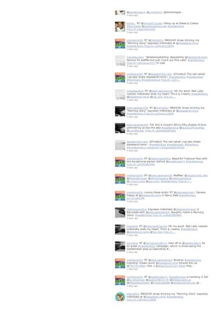 @swellendam1 @umshanti1 @ishotimages…
5 days ago
bottie_: RT @Simon87guide: Filling up at Diesel & Crème
#Barrydale @swelendamaxicab #swellenblog
http://t.co/gG3A0ciiSQ
5 days ago
overberginfo: RT @thetripfox: MASSIVE straw sticking my
"Morning Glory" espresso milkshake at @dieselandcreme
#swellenblog http://t.co/0hiwvL2B0N
5 days ago
travelopulent: “@redwingstarling: Apparently @DieselandCream
famous for waffles but just check out this cake! #swellenblog
http://t.co/6tzkxurh1l”I'm sold
5 days ago
overberginfo: RT @VagabondScribe: ☆Finally☆ The red velvet
cupcake shake dieselandcreme ! #swellenblog #swellendam
#Overberg #loveOverberg http://t.co/2x…
5 days ago
travelopulent: RT @bestcapetownSA: Oh my word, Red Lady
(velvet) milkshake stole my heart! Thick & creamy #swellenblog
@dieselandcreme @Eat_Out http://t.…
5 days ago
bestcapetownSA: RT @thetripfox: MASSIVE straw sticking my
"Morning Glory" espresso milkshake at @dieselandcreme
#swellenblog http://t.co/0hiwvL2B0N
5 days ago
bestcapetownSA: TIA: this is (South) Africa Fifty shades of blue
glimmering across the lake #swellenblog @OutdoorPhotoMag
@LoneRanger http://t.co/Zb8dgWPgNz
5 days ago
VagabondScribe: ☆Finally☆ The red velvet cupcake shake
dieselandcreme ! #swellenblog #swellendam #Overberg
#loveOverberg instagram.com/p/oqDJJLOhv9/
5 days ago
overberginfo: RT @redwingstarling: Beautiful Tradouw Pass with
the exceptional person behind @swellendam1 #Swellenblog
http://t.co/hPJJo80rRO
5 days ago
overberginfo: RT @bestcapetownSA: Waffles! @VagabondScribe
@deshaakonsen @ishotimagesza @redwingstarling
@curious_luke @pacuraru #swellenblog http://t.c…
5 days ago
overberginfo: Loving these shots! RT @deshaakonsen: Camera
happy at @dieselandcreme in Barry Dale #swellenblog
bit.ly/1ob54fA
5 days ago
redwingstarling: Espresso milkshake @DieselandCream in
Barrydale with @bestcapetownSA. Naughty name is Morning
Glory! #swellenblog http://t.co/4QSlZBrBMv
5 days ago
karookat: RT @bestcapetownSA: Oh my word, Red Lady (velvet)
milkshake stole my heart! Thick & creamy #swellenblog
@dieselandcreme @Eat_Out http://t.…
5 days ago
karookat: RT @GoToSouthAfrica: Hats off to @swellendam1 for
its great #Swellenblog campaign, which is showcasing the
Swellendam area so beautifully #…
5 days ago
overberginfo: RT @bestcapetownSA: Woohoo #swellenblog
trending! Steam punk @dieselandcreme Should link up
@TRUTHcoffee crew ;) @steampunkcom #ttot http:…
5 days ago
overberginfo: RT @swellendam1: #swellenblog is trending in SA!
@JacoKambati @beate19853178 @WildebraamLiq
@Oldgaolsweldam @ImpangeleBB @swelendamaxicab @…
5 days ago
thetripfox: MASSIVE straw sticking my "Morning Glory" espresso
milkshake at @dieselandcreme #swellenblog
http://t.co/0hiwvL2B0N
 