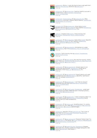 overberginfo: Me too :( Looks like they're have a real swell time!!
@leanijvv #Swellenblog adventure @swellendam1 !
5 days ago
overberginfo: RT @deshaakonsen: Spoilt by Geoff & Louis with a
moreish lunch at @pennantwing #swellenblog
http://t.co/TfMsyFVwky
5 days ago
overberginfo: #wishiwasthere RT @VagabondScribe: Misty
#swellenblog mornings in Marloth Nature Reserve. #swellendam
#loveOverberg bit.ly/1kazYpT
5 days ago
southafricaTO: RT @deshaakonsen: Horse riding #selfie!
Beautiful ride wth @stephcoetsee of Twin Feathers #swellenblog
@bestcapetownSA @VagabondScribe http…
5 days ago
taraturk1: Gorgeous! @thetripfox: Some morning mist
@umshanti1 #swellenblog http://t.co/M5D5uR8Rqm
5 days ago
overberginfo: RT @deshaakonsen: Horse riding #selfie! Beautiful
ride wth @stephcoetsee of Twin Feathers #swellenblog
@bestcapetownSA @VagabondScribe http…
5 days ago
overberginfo: RT @redwingstarling: Wickedness on a plate
@pennantwing Day 3 of #Swellenblog http://t.co/f5yiaeHgaF
5 days ago
thetripfox: Some morning mist @umshanti1 #swellenblog
http://t.co/gfI3rvmeoq
5 days ago
overberginfo: RT @stephcoetsee: Nice ride this morning, thanks
guys. Enjoy your #swellenblog @meetlisaHuang @deshaakonsen
@squashed_tom @pacuraru http://…
5 days ago
overberginfo: RT @bestcapetownSA: Use jam spoon to not
contaminate deliciousness! #swellenblog Tomato jam &
peppadew on Brie? @eat_out @wildebraamliq htt…
5 days ago
overberginfo: RT @bestcapetownSA: Sugar & lemon juice used
to preserve berries, @WildebraamLiq uses 60%+ real fruits in
jams! 2yr storage #swellenblog h…
5 days ago
overberginfo: RT @deshaakonsen: I can't feel my tongue!!
rattlesnake bite has bitten @WildebraamLiq #swellenblog
http://t.co/2wtMH7BXzR
5 days ago
overberginfo: RT @Simon87guide: #Swellendam...small town
with a huge personality! Reflected even in the food portions...
#swellenblog @swelendamaxicab
5 days ago
overberginfo: RT @deshaakonsen: I need a shopping trolley!! So
many delish goodies @WildebraamLiq #swellenblog loving
mustard with sun dried tomatoes htt…
5 days ago
overberginfo: RT @moving_sushi: AmaZing wines! I’m coming
back to buy out your cellar @BonCourageWines: @JacoKambati
@swellendam1 @umshanti1 @ishotimages…
5 days ago
overberginfo: Beautiful! RT @VagabondScribe: This is part of
what drew me to #Swellendam #umshanti #swellenblog
#loveoverberg bit.ly/1kazobN
5 days ago
overberginfo: RT @bestcapetownSA: Presents4 Father's Day? Try
@WildebraamLiq Chili liqueur @kitchencowboymo @GQMagazine
@capetownmusings #swellenblog ht…
5 days ago
overberginfo: RT @VagabondScribe: #swellenblog bloggers
gifted with dinky liqueurs, perfect for blogger backpacks. Well
played @WildebraamL Well played h…
5 days ago
 