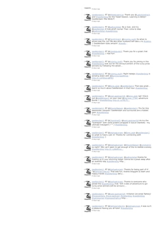 6 days ago
swellendam1: RT @WildebraamLiq: Thank you @Ladyloveshack
and #swellenblog for the Tweet Session. Learning is lekker!
Swellendam YOU BEAUT!
6 days ago
swellendam1: RT @gaikoulodge: Be a man, and try
@swellendam 9 hole gholf course! Then come & relax
@gaikoulodge #swellenblog
6 days ago
swellendam1: RT @TanithGrant: @moving_sushi So when &
where was the 1st? Me aka other husband will take u to #gaikou
:) Swellendam looks amazin! #swelle…
6 days ago
swellendam1: RT @travelopulent: Thank you for a great chat
#Swellenblog :) Had fun!
6 days ago
swellendam1: RT @moving_sushi: Thank you for joining in the
#swellenblog look out for the announcement of the Iucky prize
winners by Following the adven…
6 days ago
swellendam1: RT @moving_sushi: Right tweeps #swellenblog is
winding down with @BonCourageWines -
http://t.co/HOvecaBP93
6 days ago
swellendam1: RT @Bone_aisle: @swellendam1 That was great...
learnt so much about Swellendam in that hour #swellenblog
6 days ago
swellendam1: RT @bestcapetownSA: @Bone_aisle rad! Check
out @swellendam1 on your next @Discover_CTWC adventure
Bonile :) #swellenblog http://t.co/T6LTt…
6 days ago
swellendam1: RT @WouterBasson: @swellendam1 Thx for this
awareness campain! Swellendam and surrounds are a hidden
gem #swellenblog
6 days ago
swellendam1: RT @ChandreyEJ: @bestcapetownSA do try the
"boerepan" with some prawns wrapped in bacon blankets - my
ultimate indulgent (^^,) #swellenblog
6 days ago
swellendam1: RT @deshaakonsen: @Bone_aisle @swellendam1
so great to have u join in! Thanks for connecting with
#swellenblog :)
6 days ago
swellendam1: RT @deshaakonsen: @WouterBasson @umshanti1
so right!! We can't seem to get enough of the incredible scenery
#swellenblog http://t.co/BsNUxy…
6 days ago
swellendam1: RT @deshaakonsen: @gaikoulodge thanks for
hosting us in your stunning lodge! Gonna be a great sleep after
an eventful day #swellenblog http…
6 days ago
swellendam1: RT @deshaakonsen: Thanks for being part of it!
"@DeHoopCollectio: That was fun, thanks bloggers & team and
happy travels #swellenblog see y…
6 days ago
swellendam1: RT @deshaakonsen: Thanks to everyone who
joined the #swellenblog chat. Still 3 dats of adventure to go!
Iucky prize winners will be announc…
6 days ago
swellendam1: RT @bestcapetownSA: Imitation sincerest flattery!
#loveoverberg #lovecapetown #stellenblog #swellenblog
#gotoreunion #gotosouthafrica http:…
6 days ago
swellendam1: RT @DeHoopCollectio: @deshaakonsen it was such
a pleasure having you all here! #swellenblog
6 days ago
 