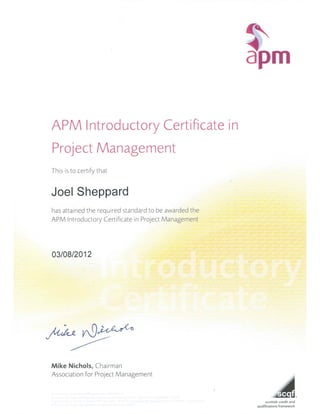 APM Introductory Certificate in Project Management [03.08.12]