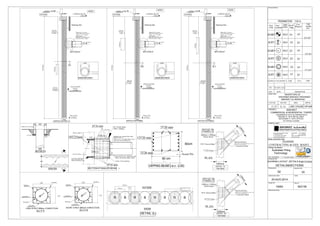 SECTION X-X
900
STIRRUPS T10 @ 250 mm
4 T 10
200200 940
X
GUIDE WALL
200
200
940

X
LEVEL- 0.00m
CAPPING BEAM
-2.00 m

VERTICAL SECTIONA-A
+
TOE LEVEL
-23.00 m
EXCAVATION
LEVEL
-16.00m

12.00m
23T32
INSIDE
OUTSIDE


 
23T32 MAIN STEEL
T10 @150 SPIRALS
CROSS SECTION A1
Retaining Wall
12.00m
23T32

A1
MAIN SECANT PILE
SECONDARY SECANT
PILE


INSIDE
OUTSIDE
DETAIL (L)

HSHHH SS S
LEVEL- 0.00m
CAPPING BEAM
-2.00 m

VERTICAL SECTION (K-K)
+
TOE LEVEL
-17.00 m
EXCAVATION
LEVEL
-12.60 m

5.0m
16T25
INSIDE
OUTSIDE

 
16T25 MAIN STEEL
T10 @150 SPIRALS
CROSS SECTION K1
SECTION-K"
900mm Ø O.D. X 16mm
STEEL PIPE (HORZ. STRUT)
WITH 1.1 X 1.2 X 25MM
THK. PLATE
BOLTED TO WALER BEAM
SIZE OF WELDS = 20mm
LEVEL OF STRUT
-6.00m
Retaining Wall
900mmØ O.D. X 16mmSTEEL PIPE
(HORZ. STRUT)
WITH 1.2 X 1.1 X 20MM THK. PLATE
BOLTED TO WALER BEAM
SECANT PILE.
4T32 STEEL BAR PER
PILE TOP & BOTTOM
WEDL @ EACH R.C. PILE
EPOXY GROUT
SECTION K"(WAILER BEAM )

15mm WELD ALL AROUND THE
STELL PLATE & STEEL PIPE
R.C Waller Beam
1000 x 1000mm
12 Bolts T32mm (600mm)
18T25mm
4T16 mm


10@150mm
4T16 mm
12.0m
K1

SECTION-K"
900mm Ø O.D. X 16mm
STEEL PIPE (HORZ. STRUT)
WITH 1.1 X 1.2 X 25MM
THK. PLATE
BOLTED TO WALER BEAM
SIZE OF WELDS = 20mm
LEVEL OF STRUT
-6.00m
BASEMENTLIMIT
16T25
60cm
12T20 mm
2T20 mm
90 cm
Secant Pile
CAPPING BEAM (l.e.v: -2.00)
2T20 mm
BASEMENTLIMIT
LEVEL - 0.00m
CAPPING BEAM
-2.00 m

VERTICAL SECTION (B-B)
+
TOE LEVEL
-19.50 m
EXCAVATION
LEVEL
-14.00 m

7.0m
19T25
INSIDE
OUTSIDE

 
19T25 MAIN STEEL
T10 @150 SPIRALS
CROSS SECTION B1
SECTION-K"
900mm Ø O.D. X 16mm
STEEL PIPE (HORZ. STRUT)
WITH 1.1 X 1.2 X 25MM
THK. PLATE
BOLTED TO WALER BEAM
SIZE OF WELDS = 20mm
LEVEL OF STRUT
-6.00m
Retaining Wall
12.0m
B1

BASEMENTLIMIT
19T25
1200mm
1000mm
1000mm x 1000mm
Wailer Beam
9T25 Tension Bars
17 T25 Cross
Concrete Corbel
PLAN
DETAIL OF
CORBEL(1)
(DETAIL - E)
TOP VIEW
900mmO.D. X AS PER PLAN
STEEL PIPE (HORZ. STRUT)
WITH 1.2m X 1.1m WITH THK 20 mm. PLATE
BOLTED TO WALER BEAM









SHORT STRUT Ø90cm CONFECTION
25Ø32mm
length 40cm
thick 16mm
thick 20mm
length 40cmX15cm
thick 20mm
length 40cmX5cm
thick 20mm
Ø



18Ø32mm
length 40cm
thick 16mm
thick 20mm
length 40cmX15cm
thick 20mm
length 40cmX5cm
thick 20mm
Ø
LONG STRUT Ø90cm CONFECTION

1200mm
1000mm
1000mm x 1000mm
Wailer Beam
9T25 Tension Bars
24 T25 Cross
Concrete Corbel
PLAN
DETAIL OF
CORBEL(2)
(DETAIL - M)
TOP VIEW
900mmO.D. X AS PER PLAN
STEEL PIPE (HORZ. STRUT)
WITH 1.2m X 1.1m WITH THK 20 mm. PLATE
BOLTED TO WALER BEAM


Drawing No.
Submission Date
Project ID
Official Use Only
Revision No.
Scale
Plan ID
Drawing Title
General Notes
02
20-AUG-2014
REV. DATE DESCRIPTION
TEL: (02)5504222 P.O. BOX: 48181 FAX: (02)5504221
Piling Contractor
SHORING LAYOUT ,DETAILS &SECTIONS
Australian Piling
Technology
CP-505
PLOT.NO
E-14
CONSULTANT :
PROJECT:
AREASECTOR JOB NO.
C-37 ABU DHABI
MAIN CONTRACTING
HASHIM
CONTRACTING & GEN. MAINT.
OWNER NAME
34
PILE
LEGEND
DIM
(mm)
No.Of
Piles
F.cu
(N/mm²)
TOE
LEVEL
(m)
900
-23.00
45
900 2035
PILE
TYPE
HARD
SOFT
s
H
H
S
20900
900 20
HARD
SOFT
900
900
HARD
SOFT
-19.50
TOTAL :SHORING IN THIS DRAWING 1481-148
45
20
02 09-NOV-2014
20
19s
H 45
20
-17.00
PERIMETER: 112 m
Architects, Engineers, Planners & Interior Designers
C O N S U L T A N T SE N G I N E E R I N G
UNITED ARAB EMIRATES
FAX
TELEPHONE + 971 2 6762100
+ 971 2 6762302
9th FLOOR AL KHAZNA TOWER
P.O. Box 33937, ABU DHABI
AL NAJDA STREET
EMAIL: arkonsul@emirates.net.ae
www.arkonsult.net
INHERITORS OF
MOHAMED BAKHEET MOHAMED
BAKHEET AL MAZROUEI
BAKHEET
COMMERCIAL & RESIDENTIAL TOWER
3 BASEMENTS WITH 34 PARKING BAYS,
GROUND FL. WITH RETAIL AREA,
MEZZANINE FL. WITH OFFICES,
18 TYPICAL FLOORS
10093 923136
02
DETAILS&SECTIONS
 