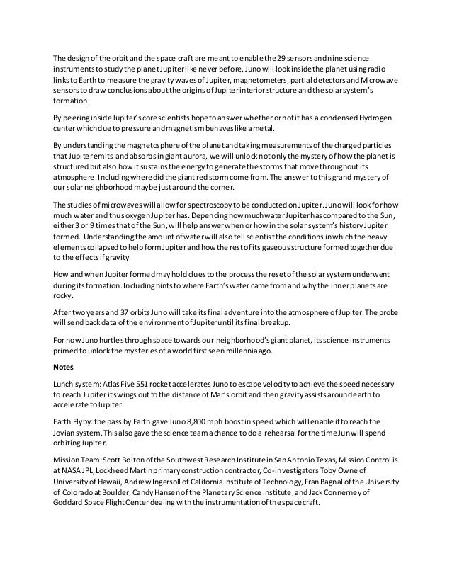 Juno Script Fact Sheet and Outline