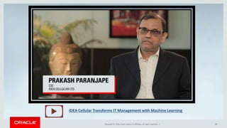Copyright © 2016, Oracle and/or its affiliates. All rights reserved. | 28Copyright © 2016, Oracle and/or its affiliates. All rights reserved. | 28
IDEA Cellular Transforms IT Management with Machine Learning
 