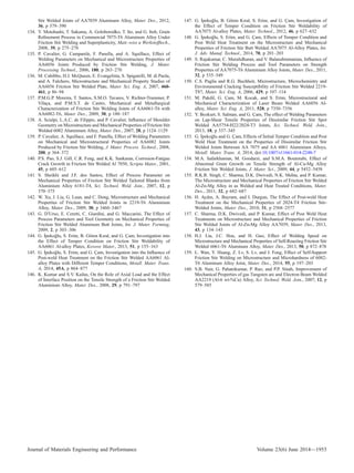 Recent Developments in Friction Stir Welding of Al alloys | PDF