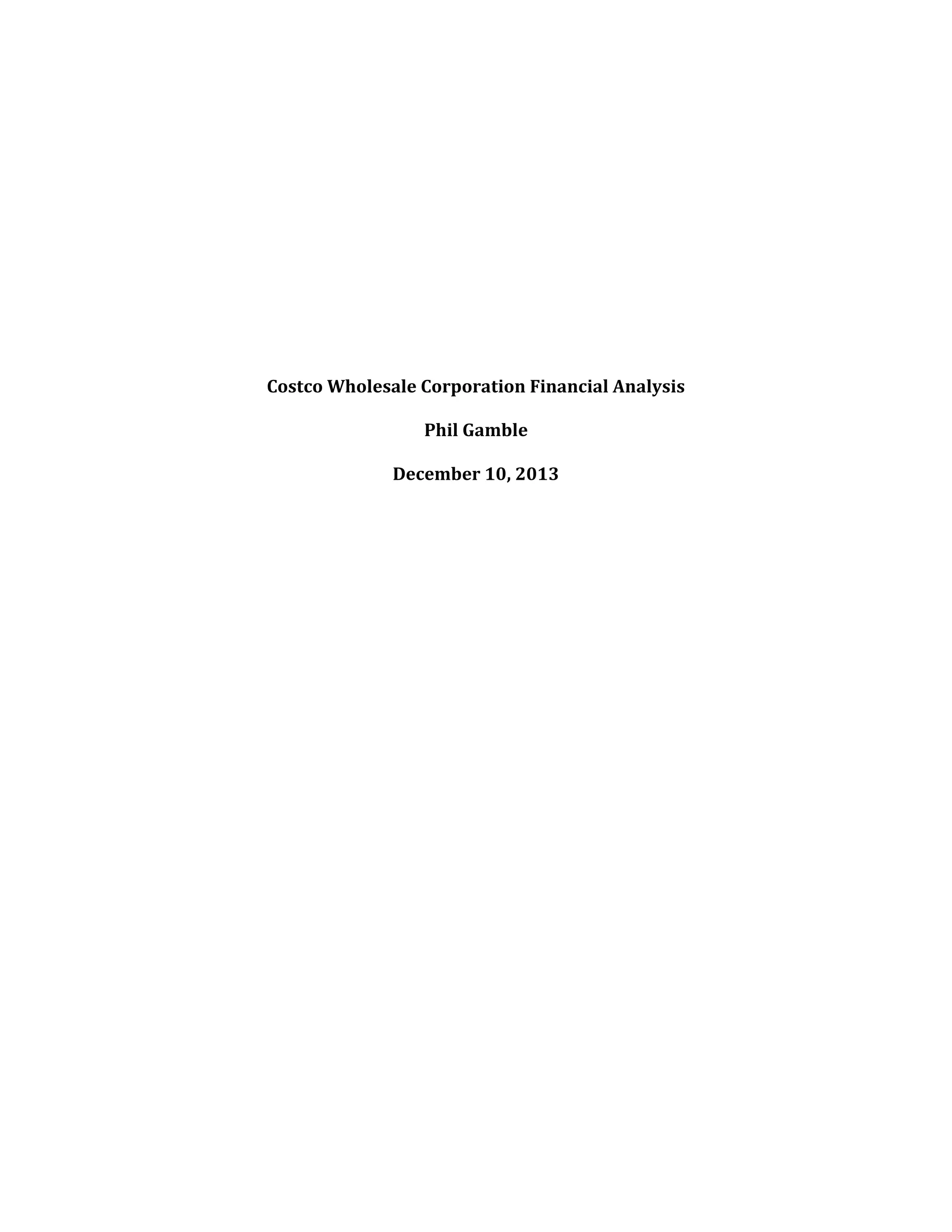 Costco Financial Analysis PDF
