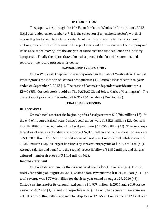 Financial analysis essay