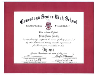 Conestoga Senior High School Diploma