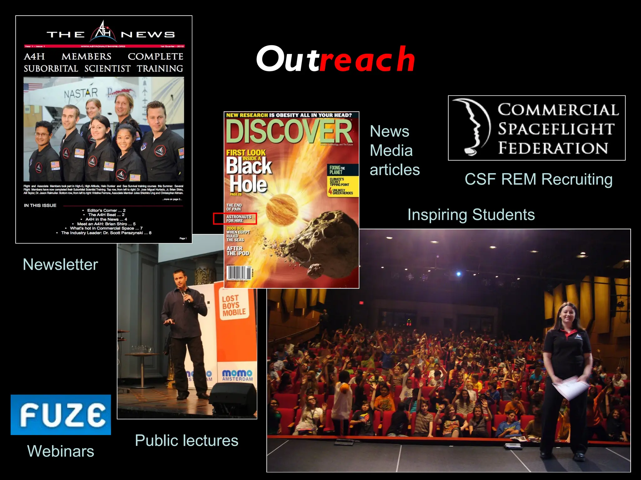 Outreach
                                    News
                                    Media
                                    articles
                                                 CSF REM Recruiting

                                         Inspiring Students


Newsletter




             Public lectures
Webinars
 