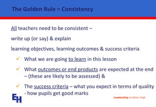 Consistency Objective Examples Objectives and success criteria | PPT