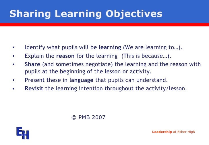 Objectives and success criteria