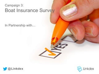 Campaign 3:
Boat Insurance Survey
In Partnership with…
@Linkdex
 