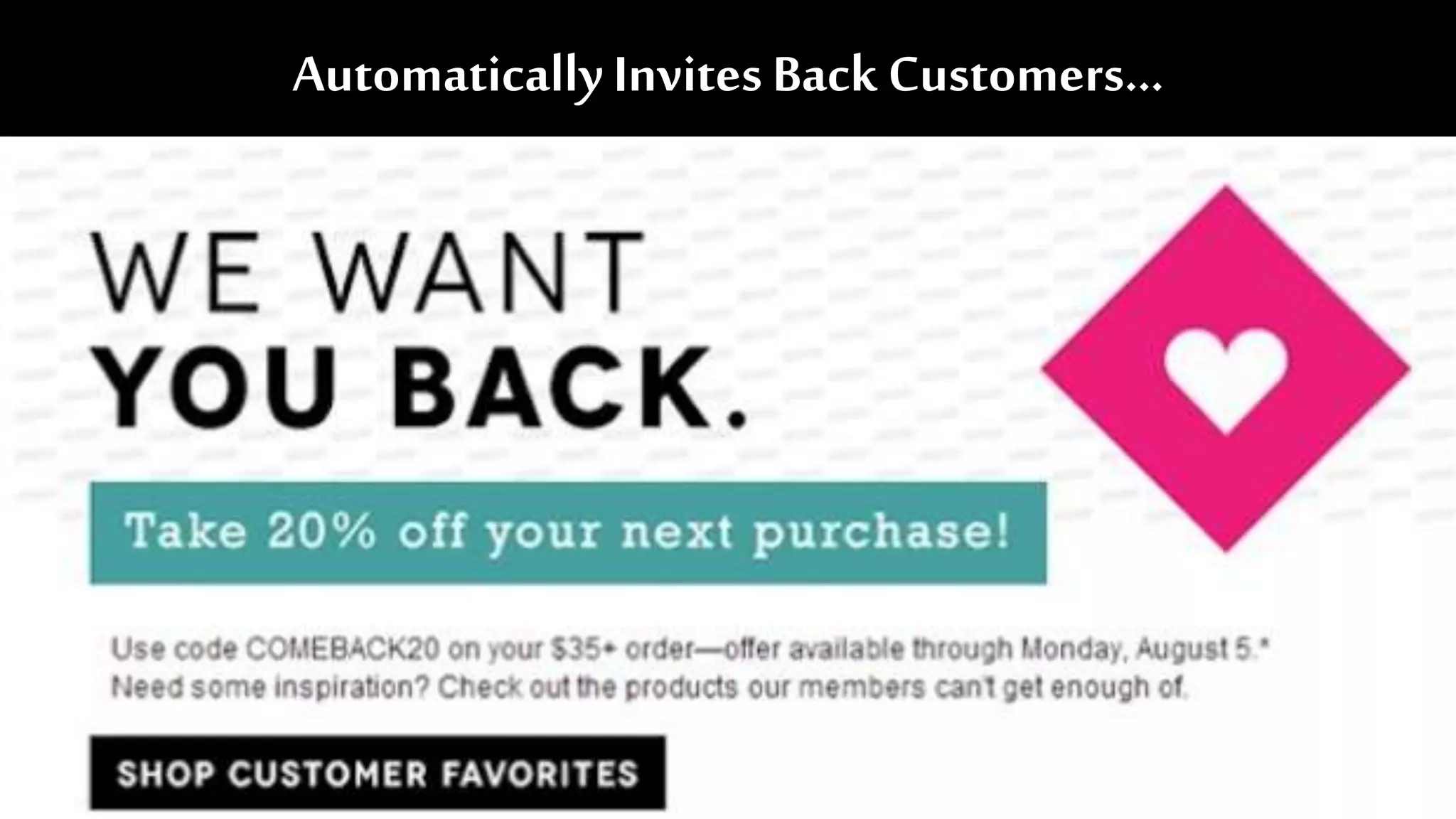 Automatically Invites Back Customers…
 