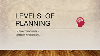 LEVELS OF
PLANNING
< BONNY CHAQUINGA >
<CATEDRA INTEGRADORA >
 