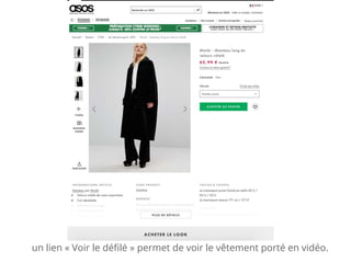 un lien « Voir le défilé » permet de voir le vêtement porté en vidéo.
 