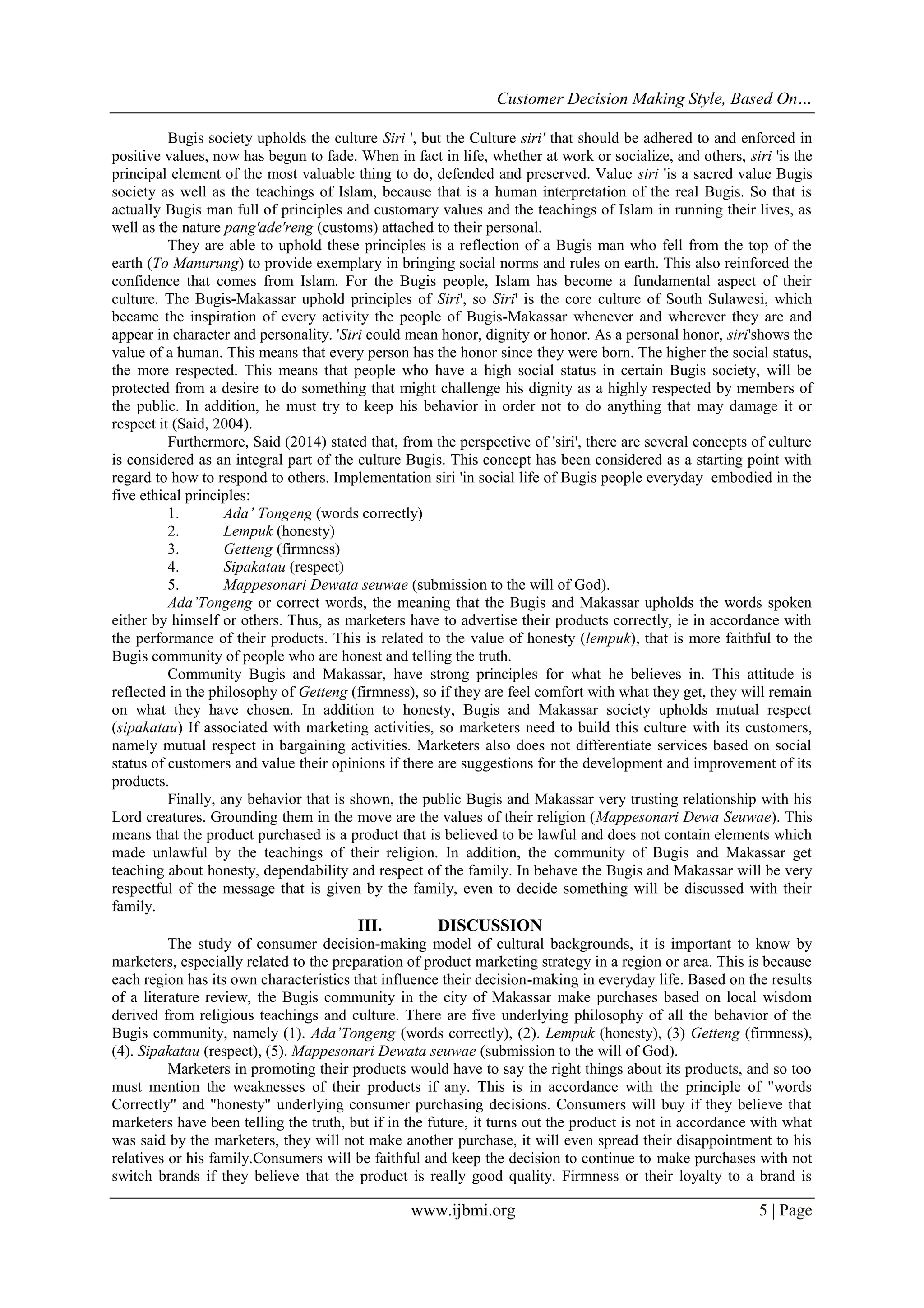 Customer Decision Making Style, Based On Bugis -Makassar Culture in ...