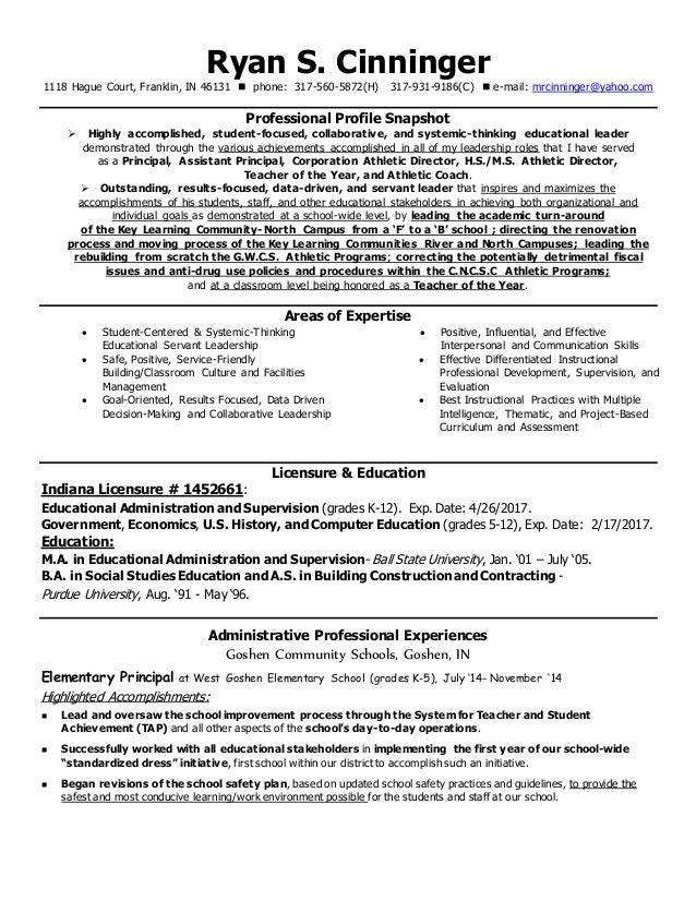 cinningeradminstrative resume june2015 with reference reference info on resume