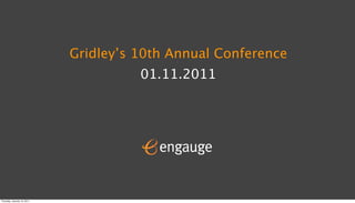 Gridley’s 10th Annual Conference
                                       01.11.2011




Thursday, January 13, 2011
 