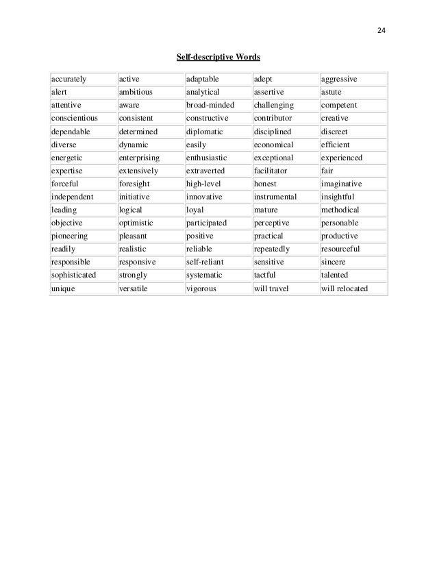 descriptive resume