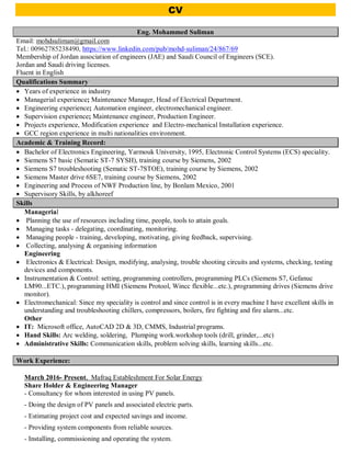 Mohammed Suliman CV Intensive Version 1 | PDF