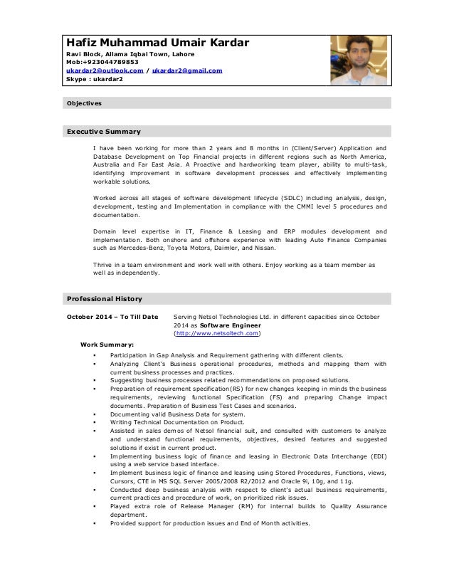 umair kardar resume works well independently